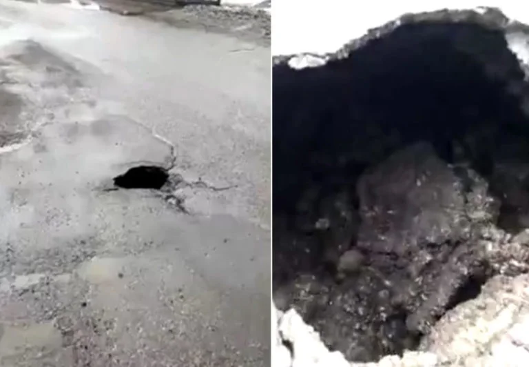 В Стерлитамаке на кольце Ольховка образовалась глубокая яма на дороге