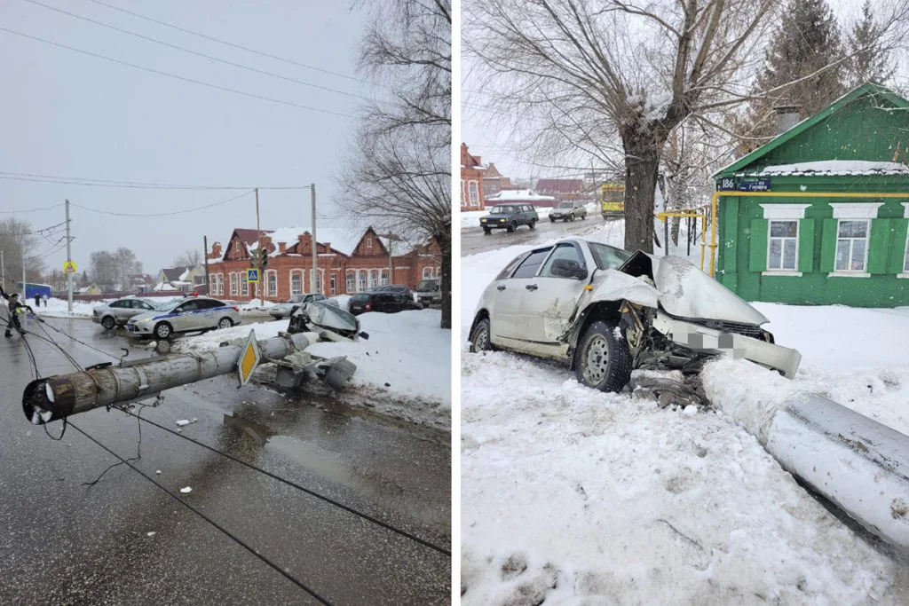 В Стерлитамаке водитель, пытаясь совершить обгон, снес электроопору