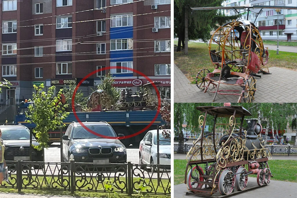 Вертолет, паровозик и карета: куда исчезают арт-объекты с аллеи в Стерлитамаке