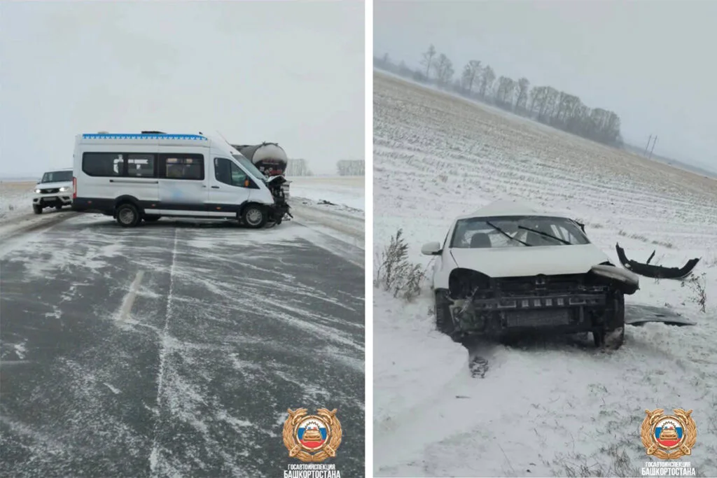 В Стерлитамакском районе столкнулись автобус и легковое авто