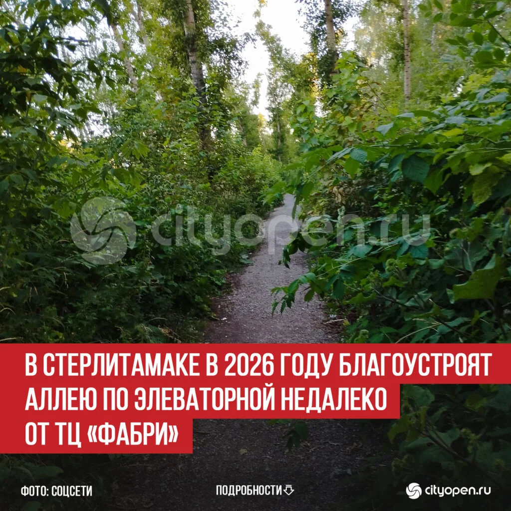 В Стерлитамаке в 2026 году благоустроят аллею по Элеваторной недалеко от ТЦ «Фабри»