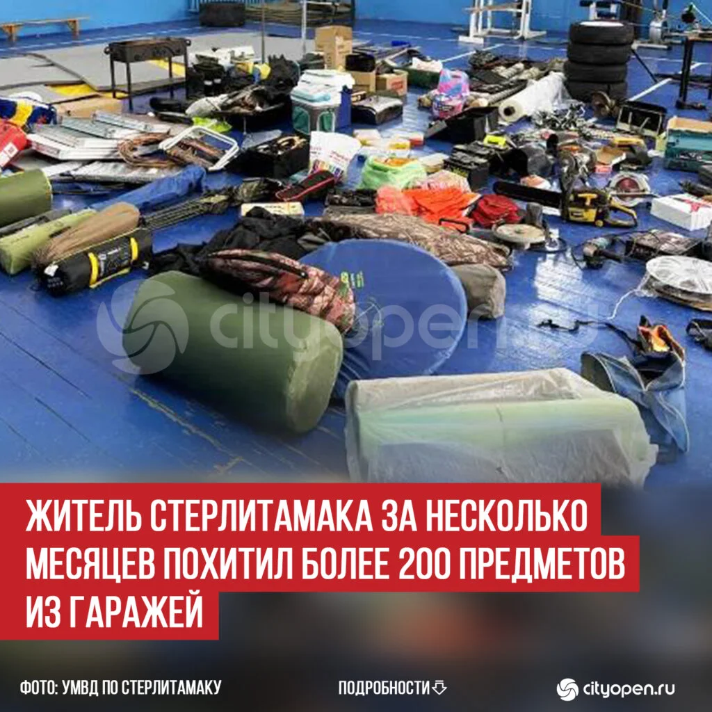 Житель Стерлитамака за несколько месяцев похитил более 200 предметов из гаражей