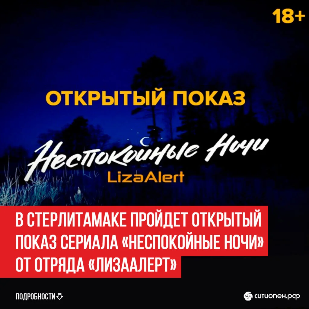 В Стерлитамаке пройдет открытый показ сериала «Неспокойные ночи» от отряда «ЛизаАлерт»