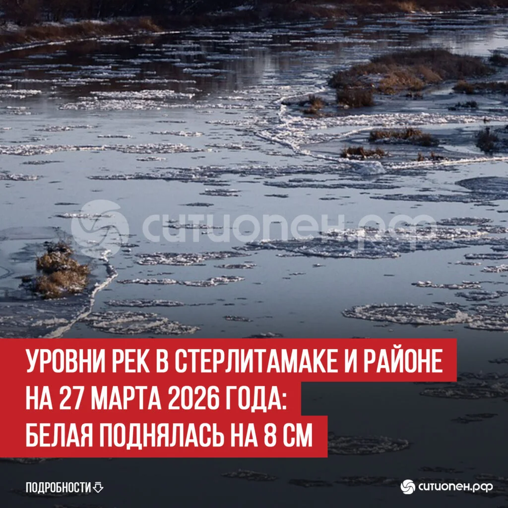 Уровни рек в Стерлитамаке и районе на 27 марта 2026 года: Белая поднялась на 8 см
