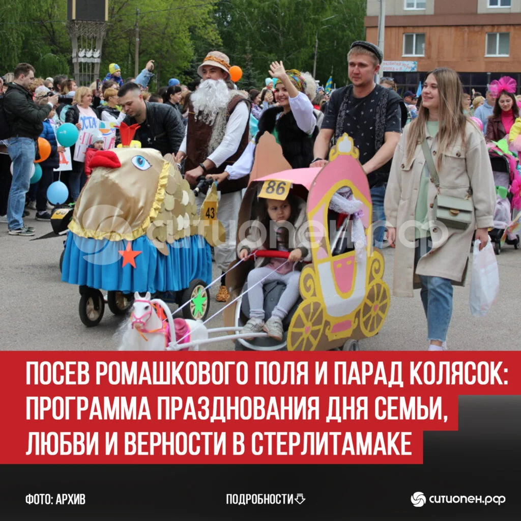 Посев ромашкового поля и парад колясок: программа празднования Дня семьи, любви и верности в Стерлитамаке