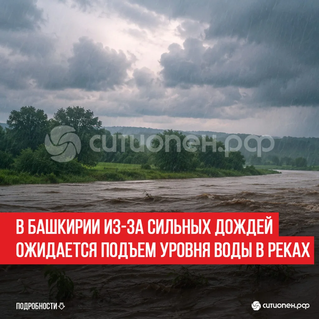 В Башкирии из-за сильных дождей ожидается подъем уровня воды в реках